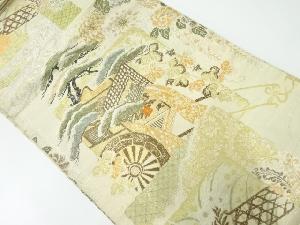 アンティーク　御所車に松菊模様織出し丸帯（材料）